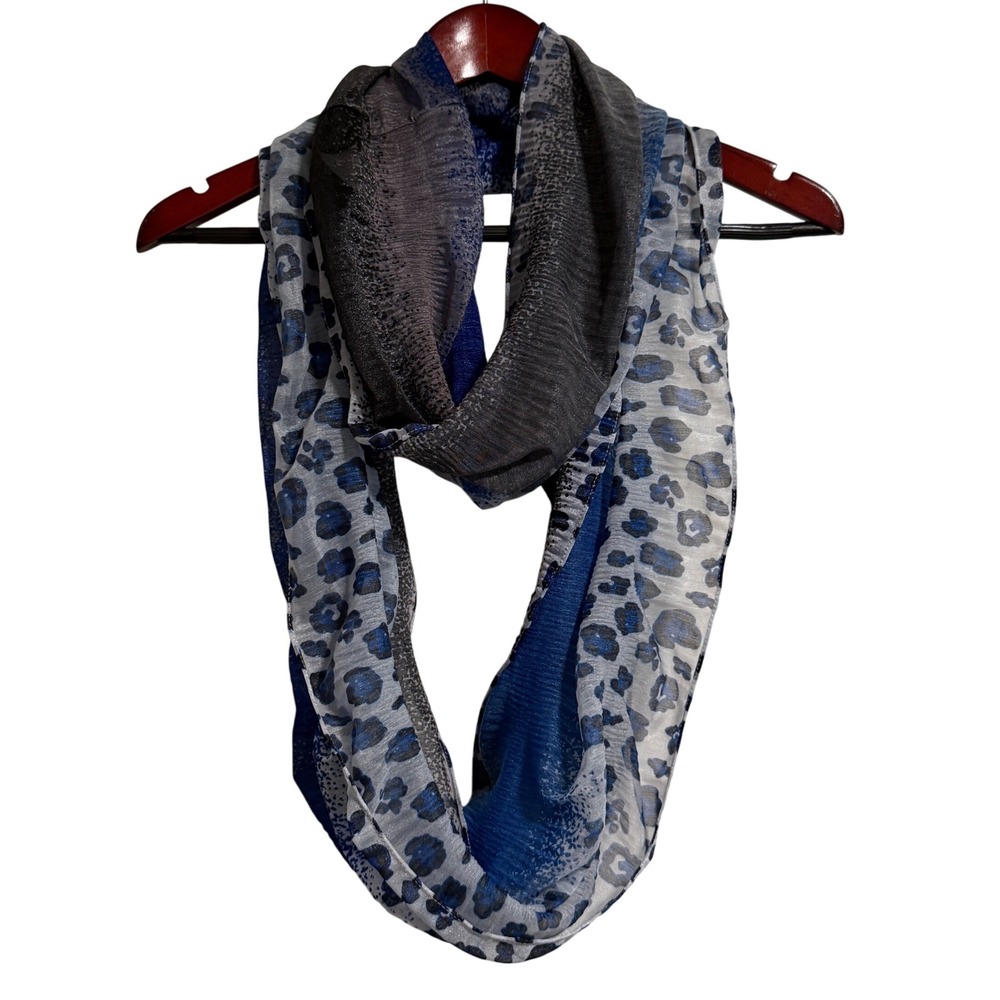 Joan Rivers Blue, Gray & White Leopard Infinity Scarf